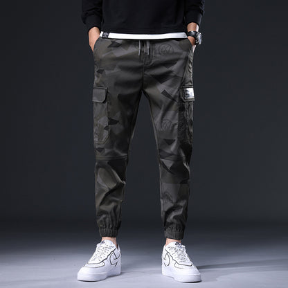 Elastic Waist Camouflage Multi-Pocket Casual Pants