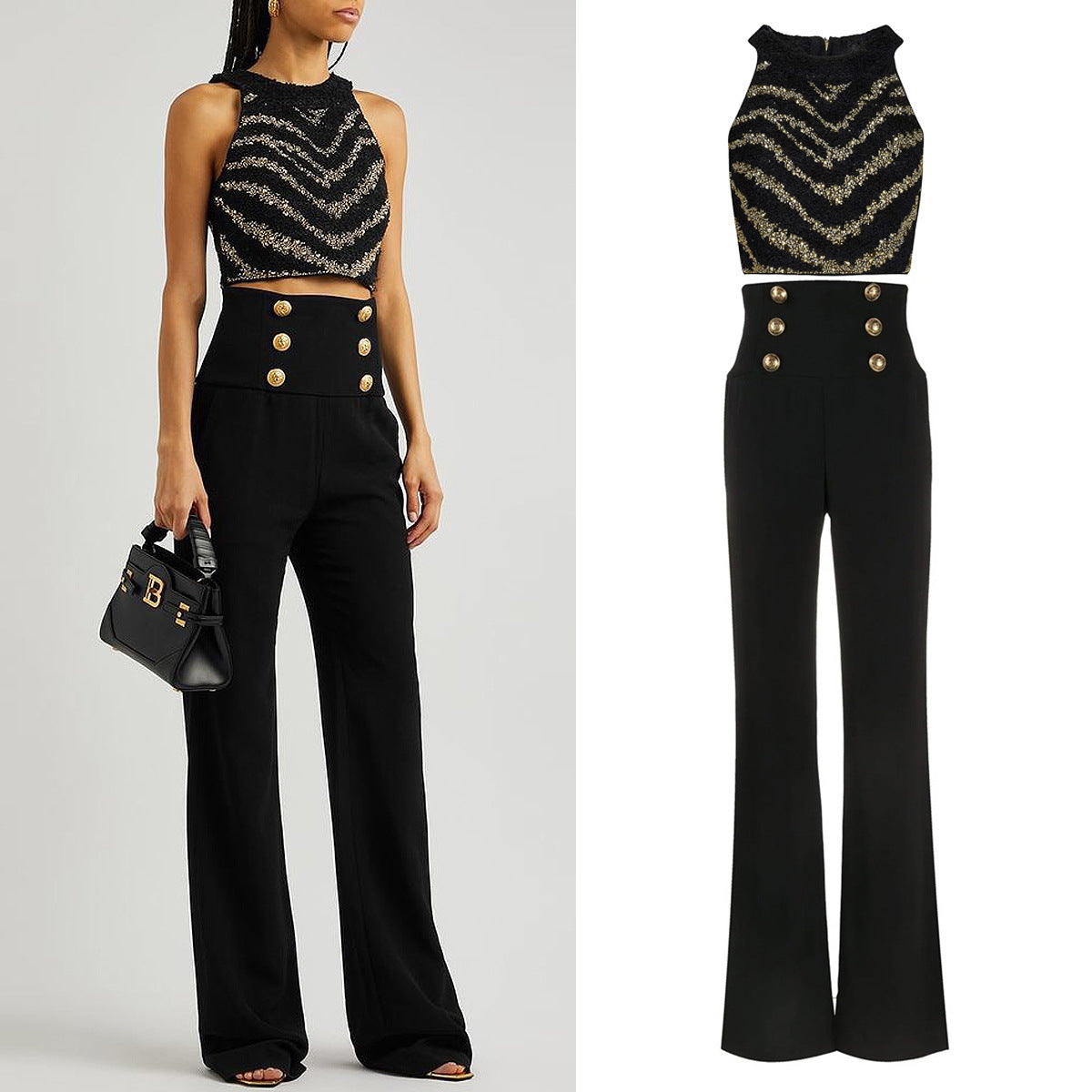Women's Elegant Vest and Wide-Leg Pants Set