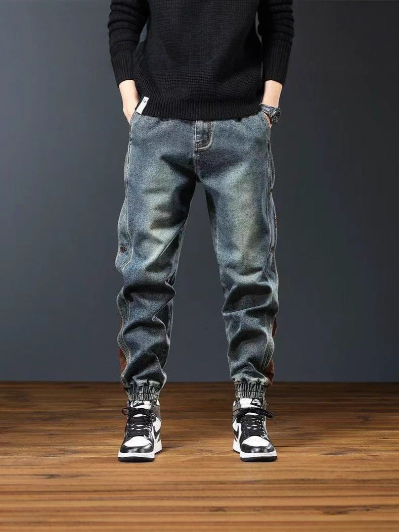 Retro patchwork skinny jeans