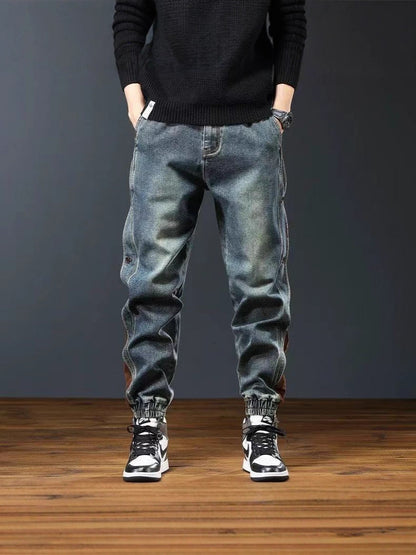 Retro patchwork skinny jeans
