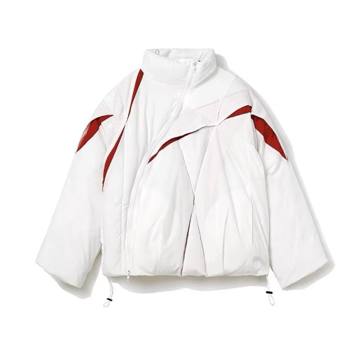 Crimp Colorblock Collar Cotton Coat