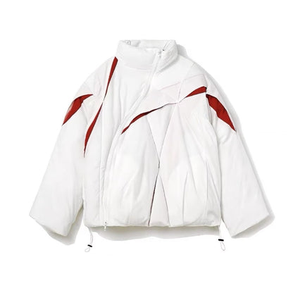 Crimp Colorblock Collar Cotton Coat