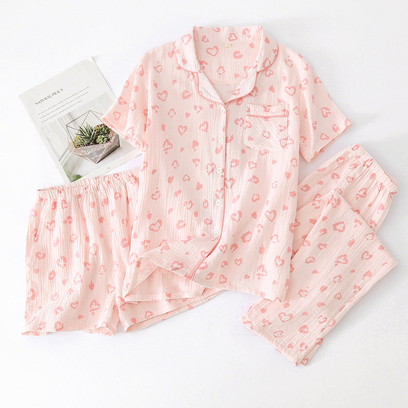 Cotton Three-Piece Pajama Set