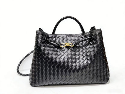 Woven Tote Bag with Metal Rope Buckle