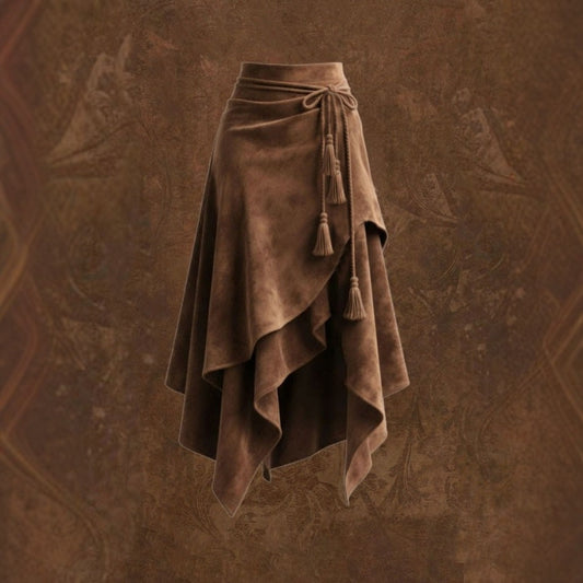 Retro Suede Flared Skirt for Women