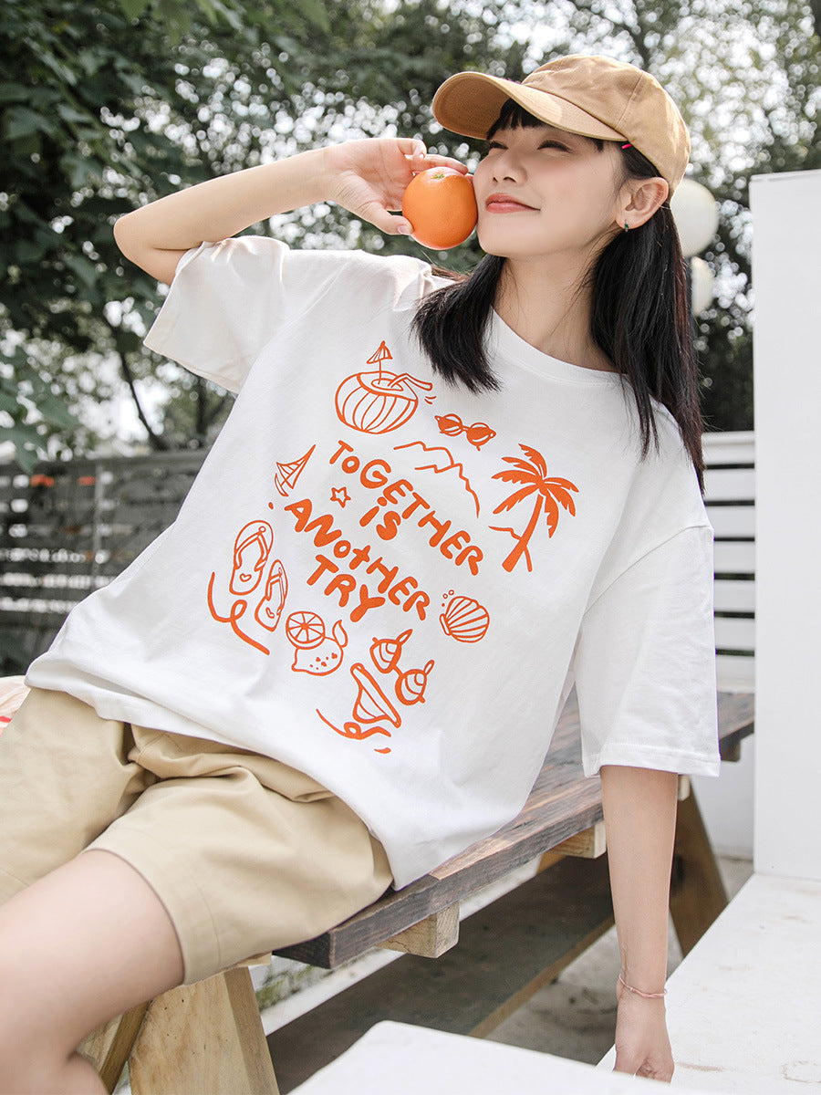 Anime Print Cotton Short Sleeve T-Shirt