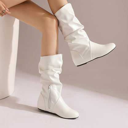 High-top round-toed retro ankle boots