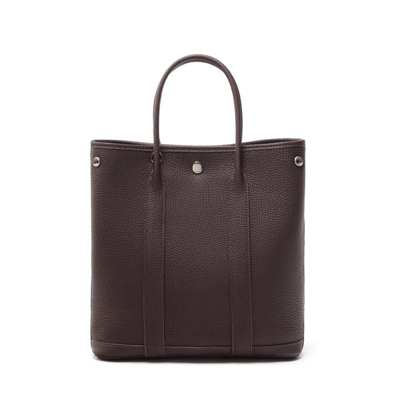 Large-capacity genuine leather handbag
