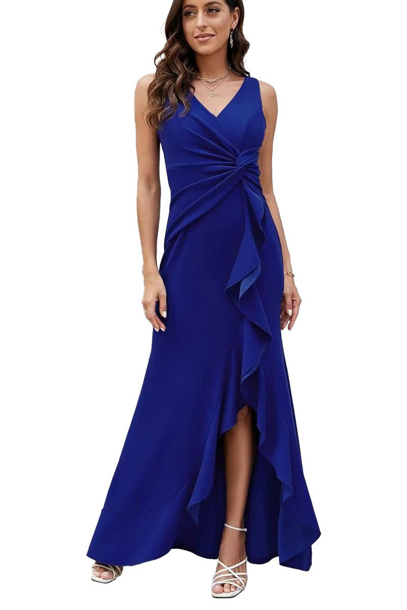 Elegant Sleeveless V-neck Evening Dress