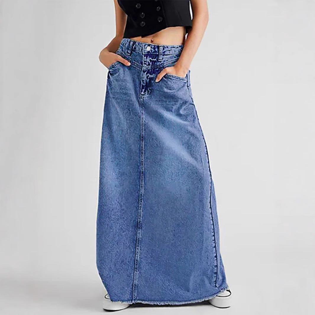 Retro denim skirt for women