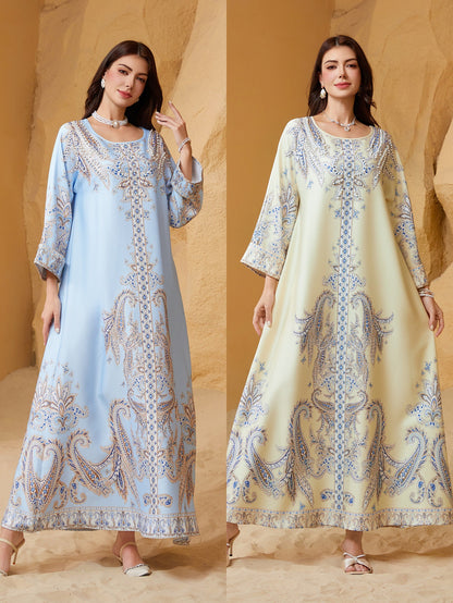 Women's Beaded Rhinestone Abaya Dress