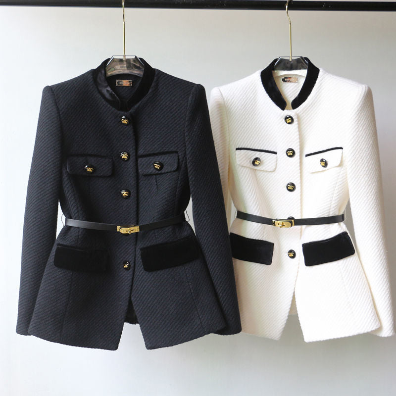 Women Stand Collar Mid-Length Coat