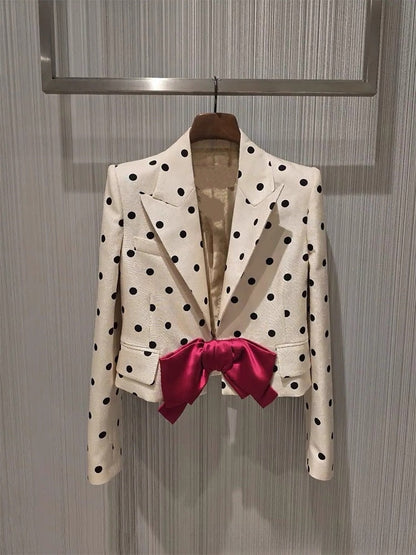 Polka Dot Bow Blazer for Women