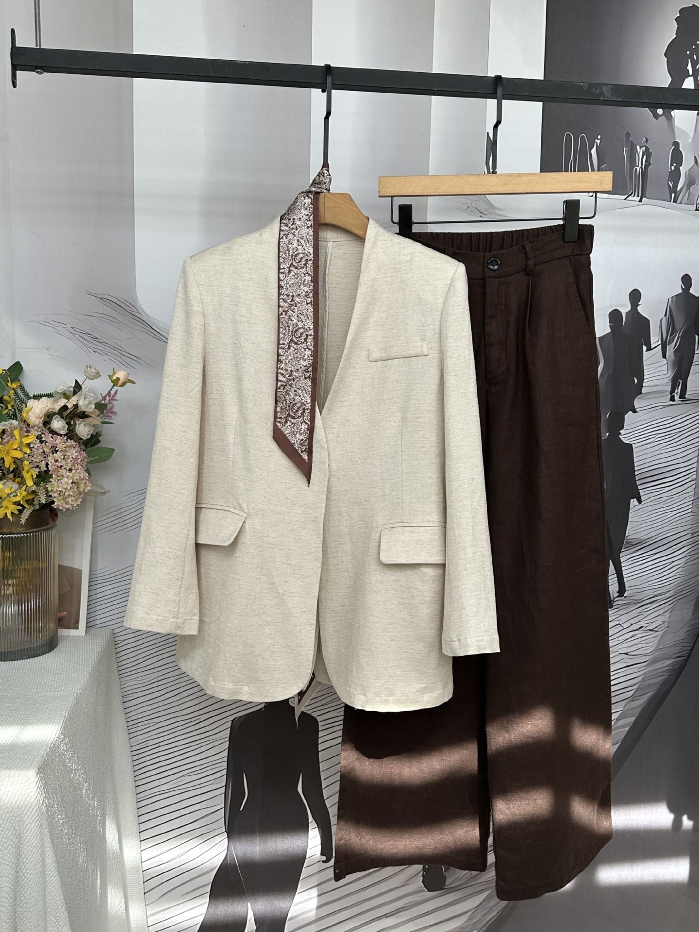 Linen V-Neck Loose Fit Jacket