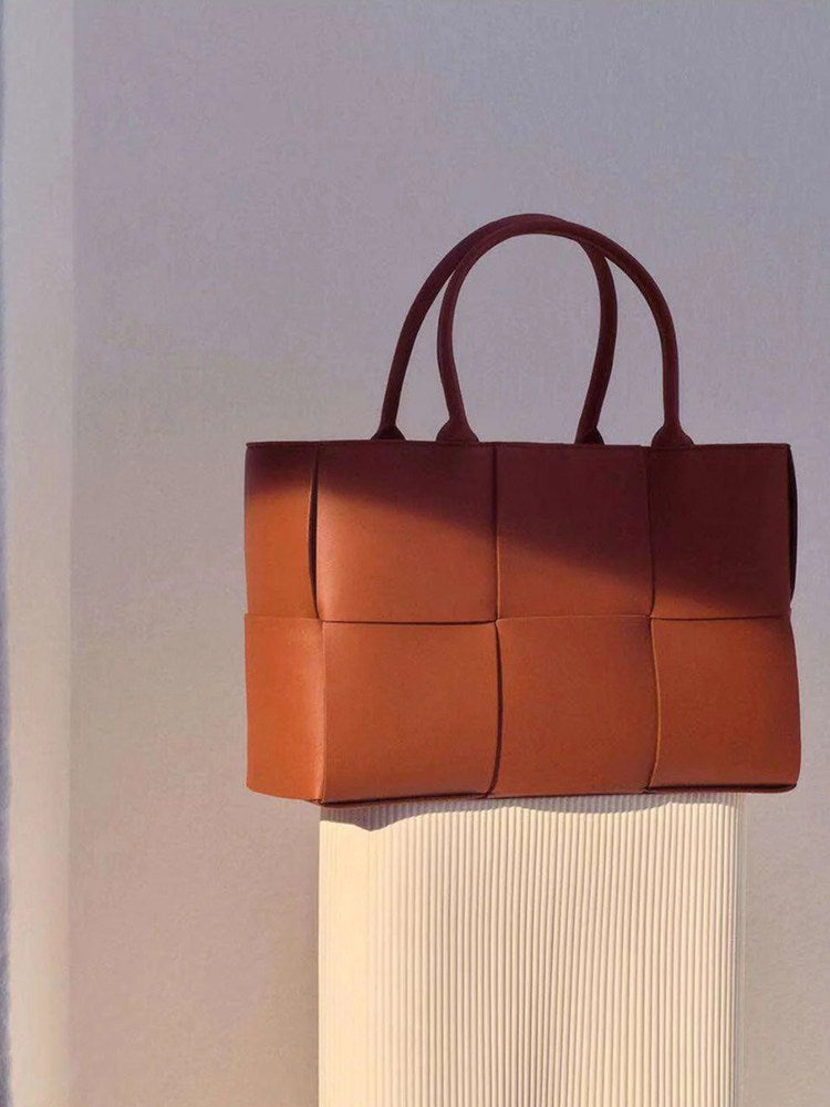 Genuine Leather Woven Tote Bag