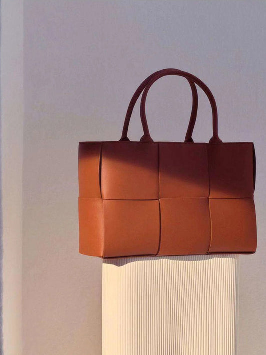 Genuine Leather Woven Tote Bag
