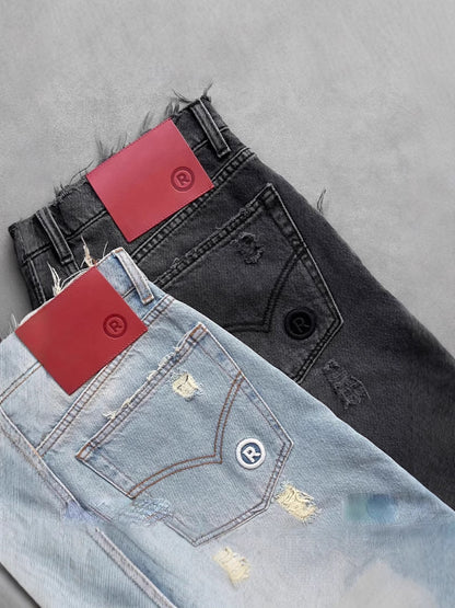 Gothic Washed Denim Shorts