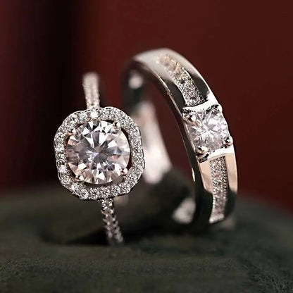 Six-prong imitation diamond ring