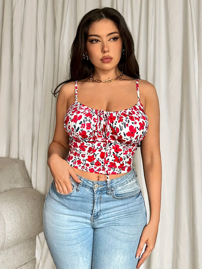 Floral Backless Camisole Dress