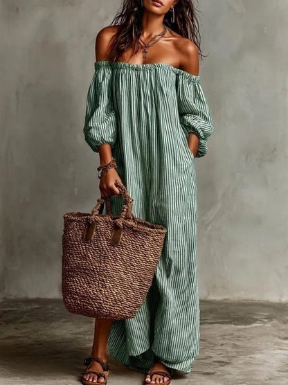 One Shoulder Striped Summer Dress