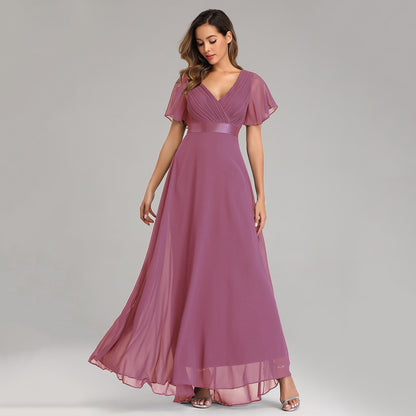 Elegant Trumpet Sleeve Chiffon Evening Dress