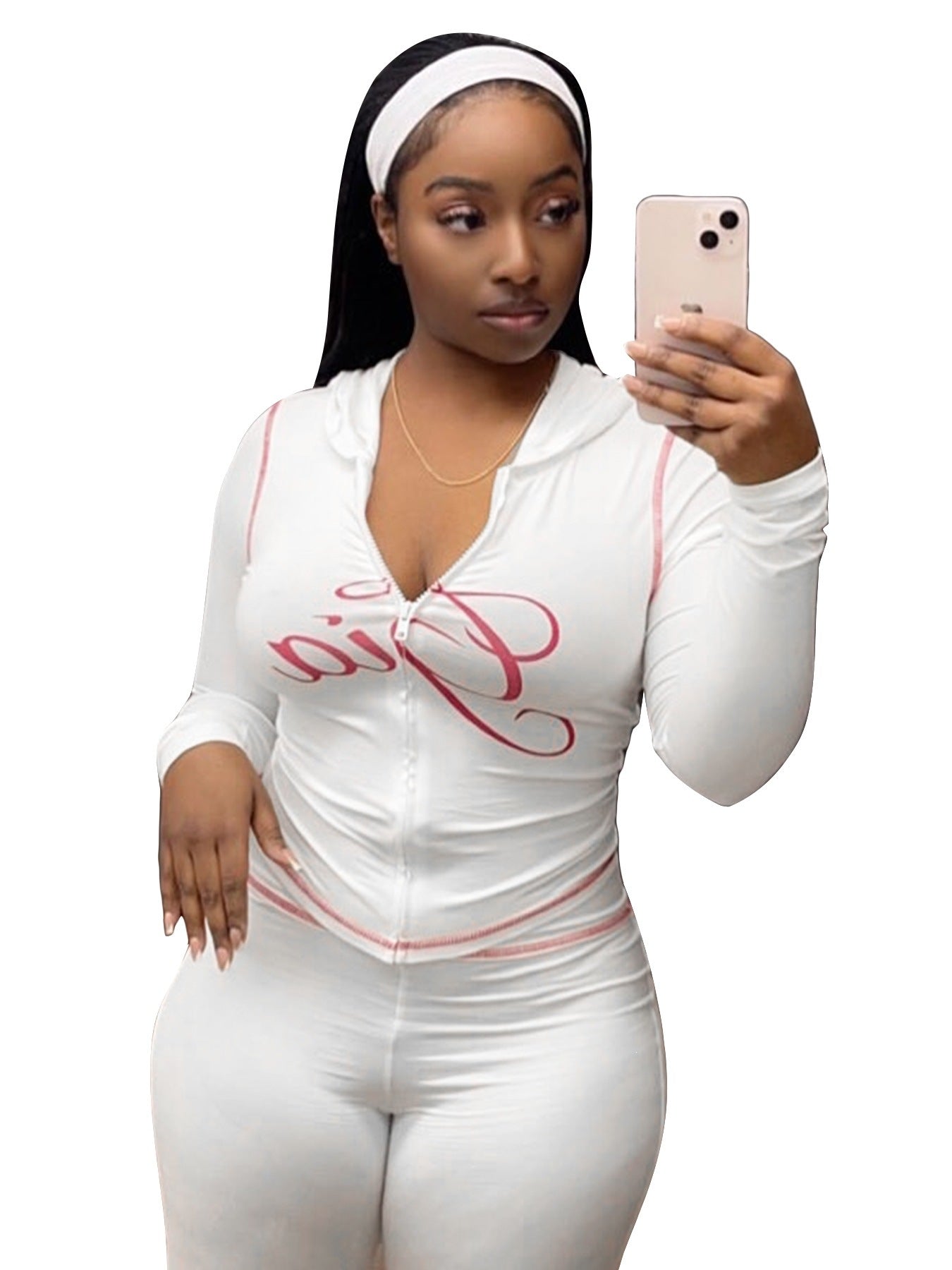 Women's Printed Hooded Long Sleeve Two-Piece Set