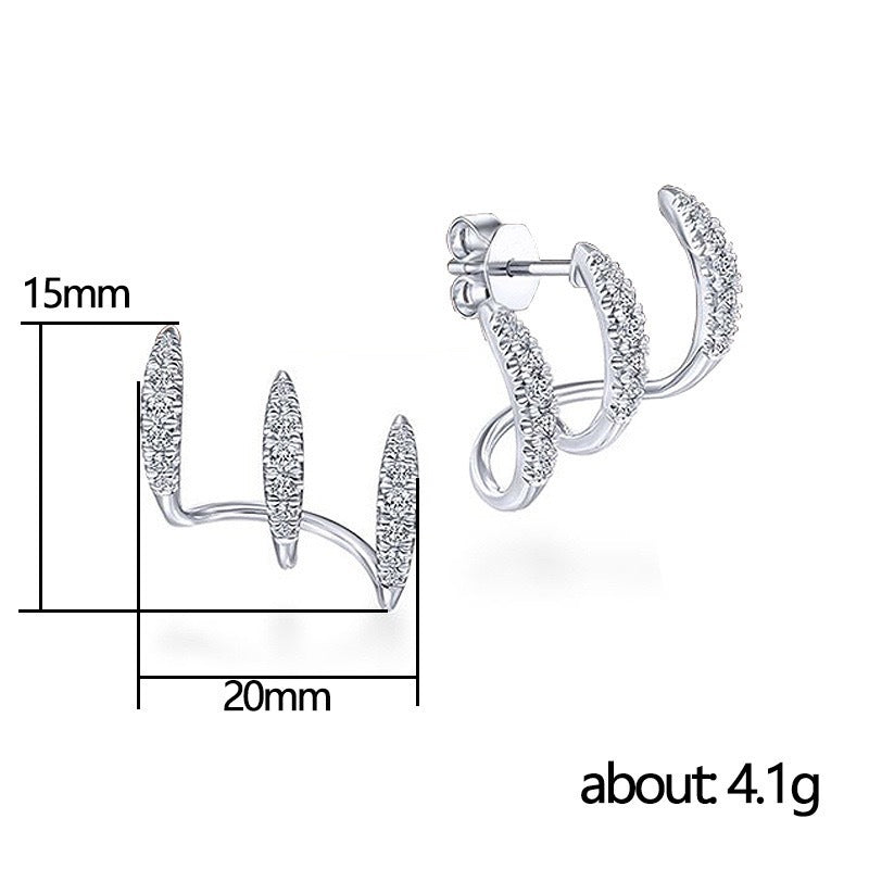 Niche design three-prong earrings