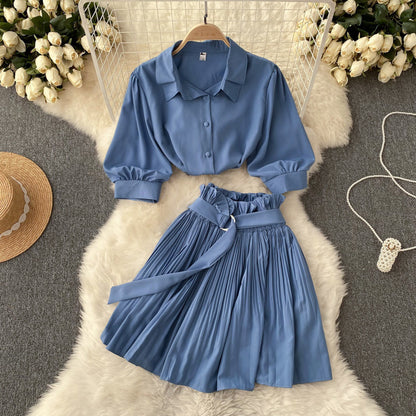 Spicy Girl Sexy Short-Sleeve Shirt and Skirt