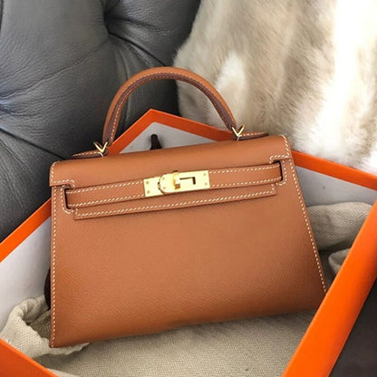 Genuine Leather Mini Kelly Crossbody Bag