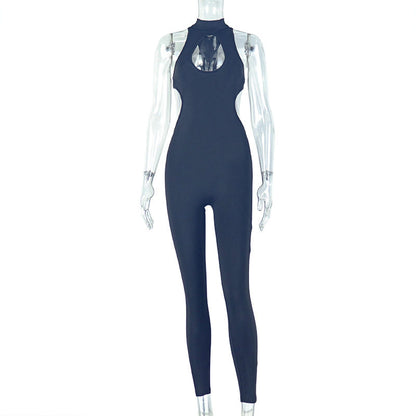 Women's Hollow-Out Backless Long Jumpsuit