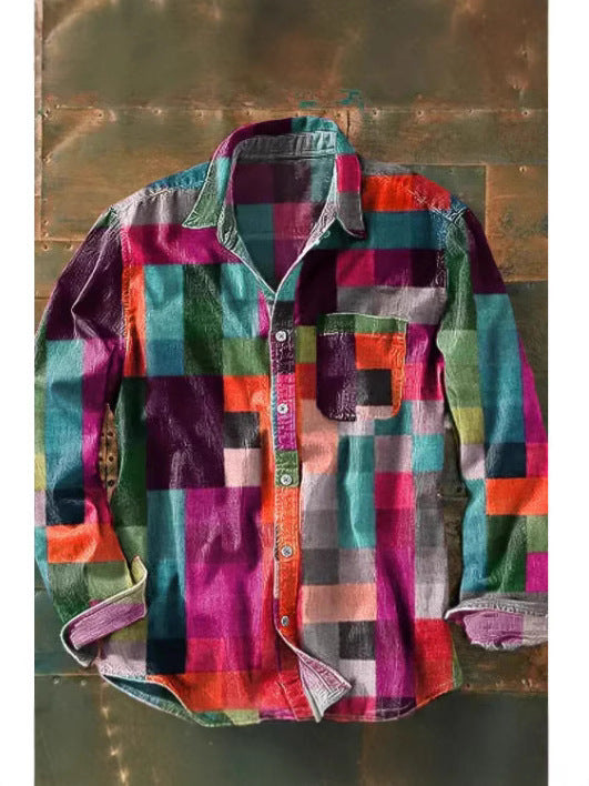 Retro Plaid Long Sleeve Shirt