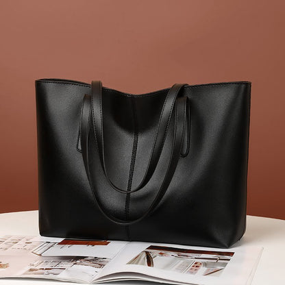 Large-capacity leather shoulder bag