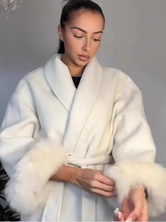 Womens Wool Blend Mid-Length Coat