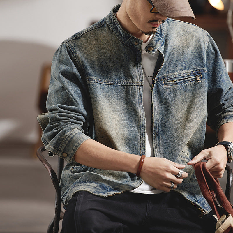 Mens Washed Vintage Denim Jacket