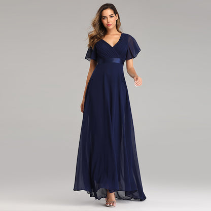 Elegant Trumpet Sleeve Chiffon Evening Dress