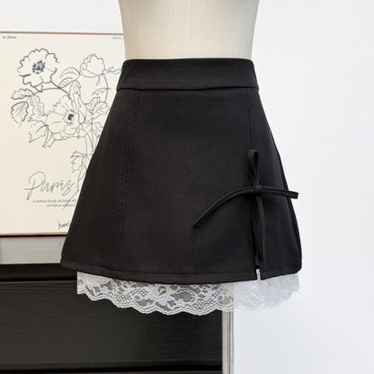 French Polka Dot Lace High Waist Skirt
