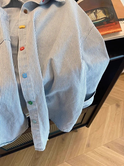 Blue Striped Long Sleeve Casual Shirt