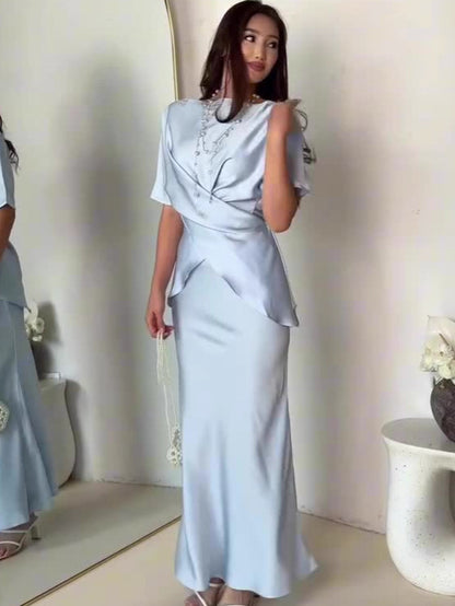Women's Solid Color Fishtail Dress Set