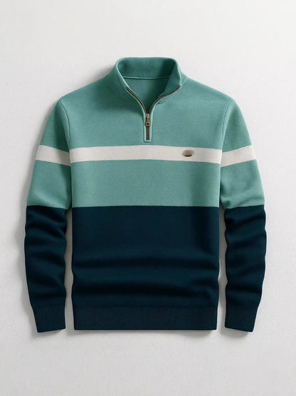 Mens Stand Collar Half Zip Knit Sweater