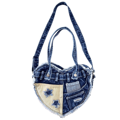 Denim Crossbody Bag with Love Design