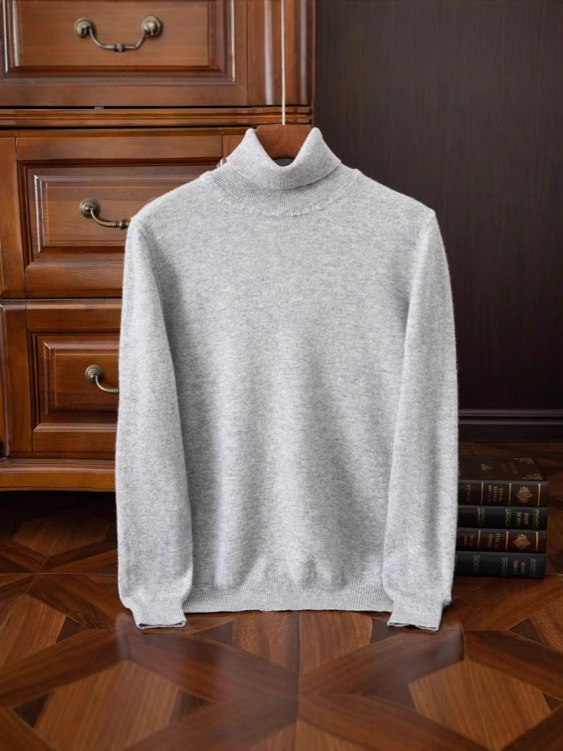 Classic versatile thick wool sweater with round V-neck
