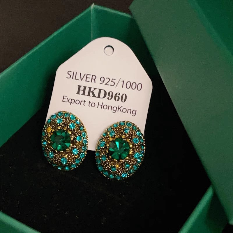 Geometric Gemstone Earrings with Silver Posts