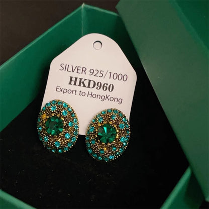 Geometric Gemstone Earrings with Silver Posts