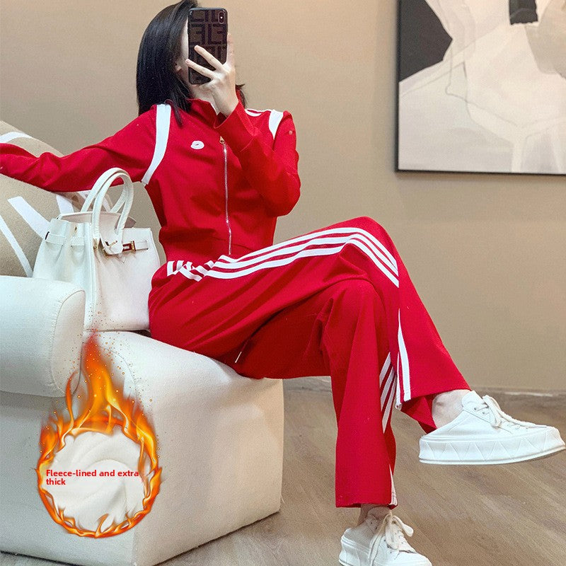 Fleece-Lined and Thickened Sportswear Set