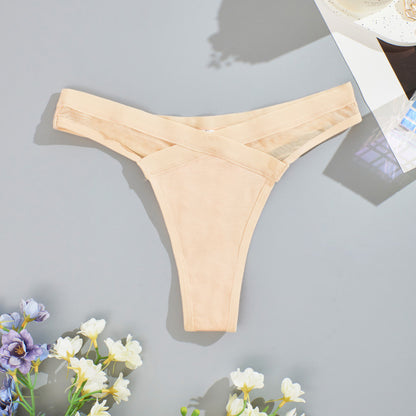 Women's low-rise mesh solid color transparent panties