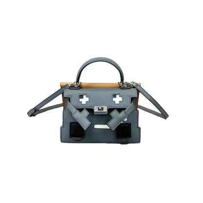 Elegant Mosaic Doll Leather Handbag