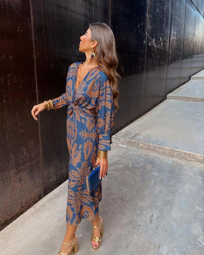 Floral Print A-Line Midi Dress