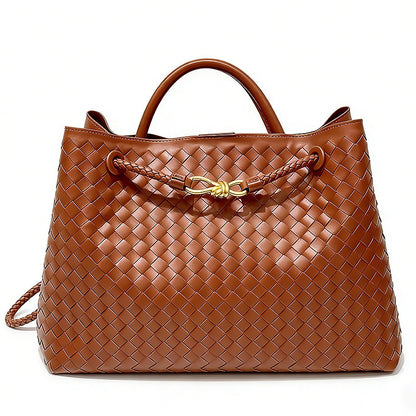 Woven Tote Bag with Metal Rope Buckle