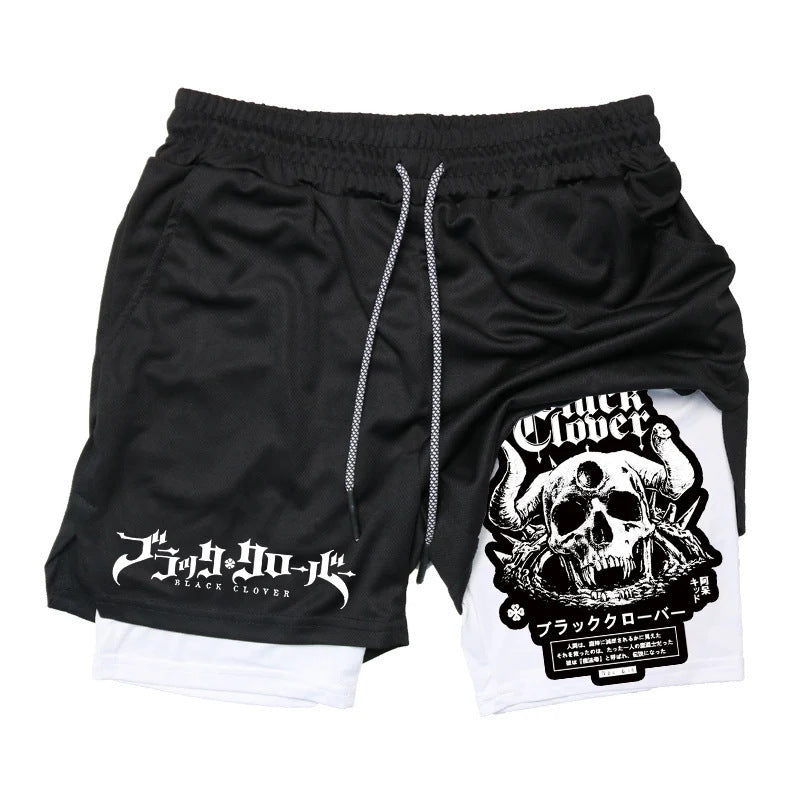 Anime Print Double Layer Casual Shorts