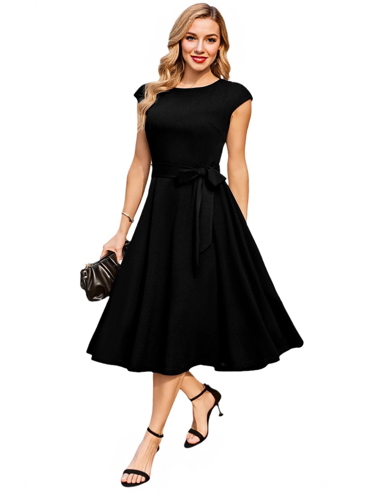 Sleeveless Lace-Up Waist Dress